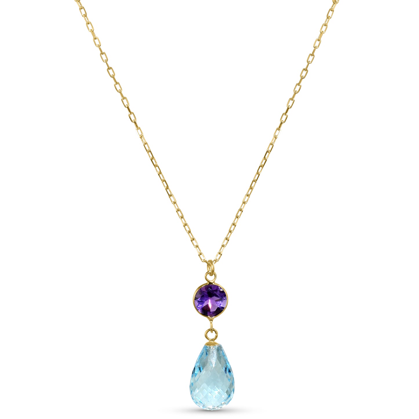 14k Amethyst Blue Topaz Pendant Necklace