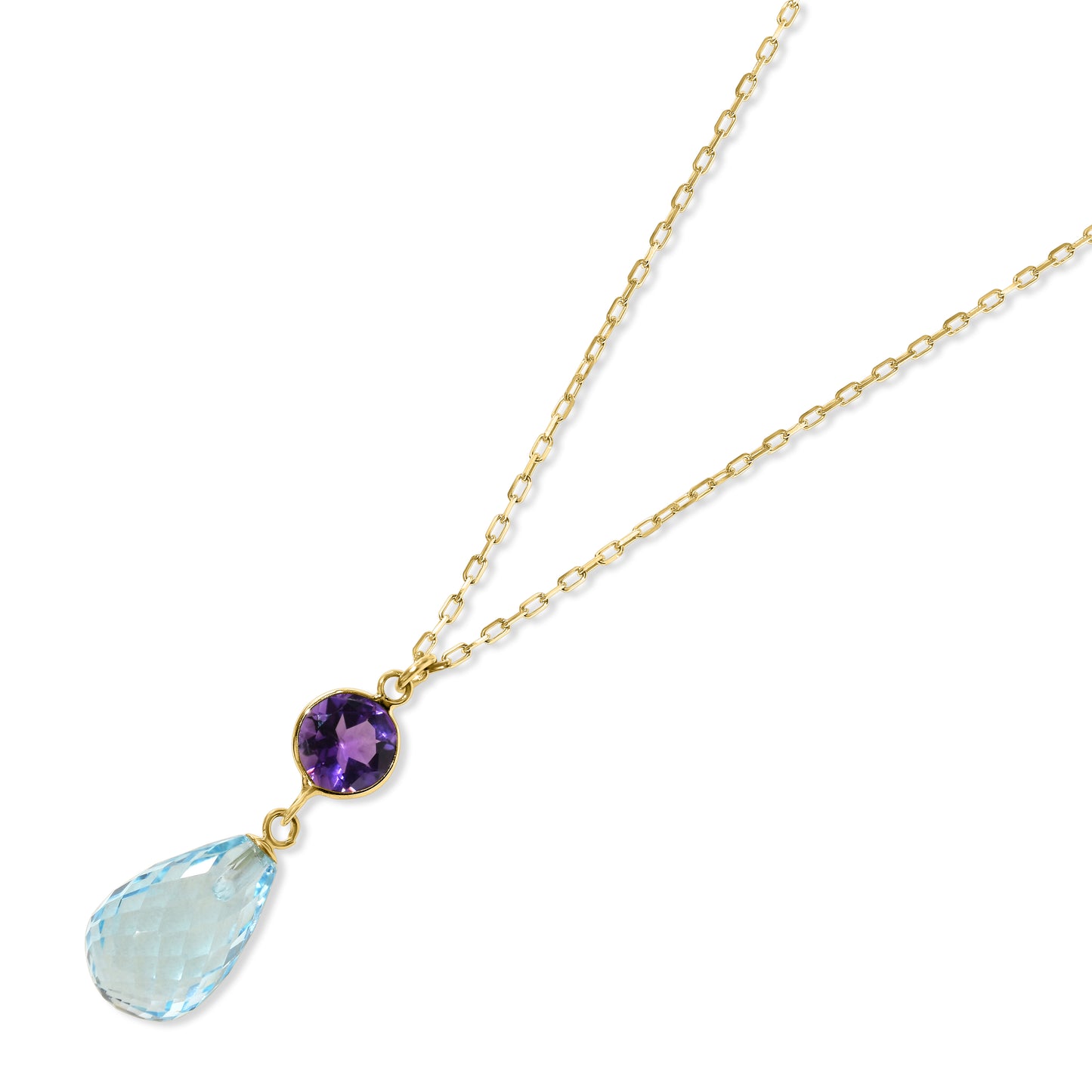 14k Amethyst Blue Topaz Pendant Necklace