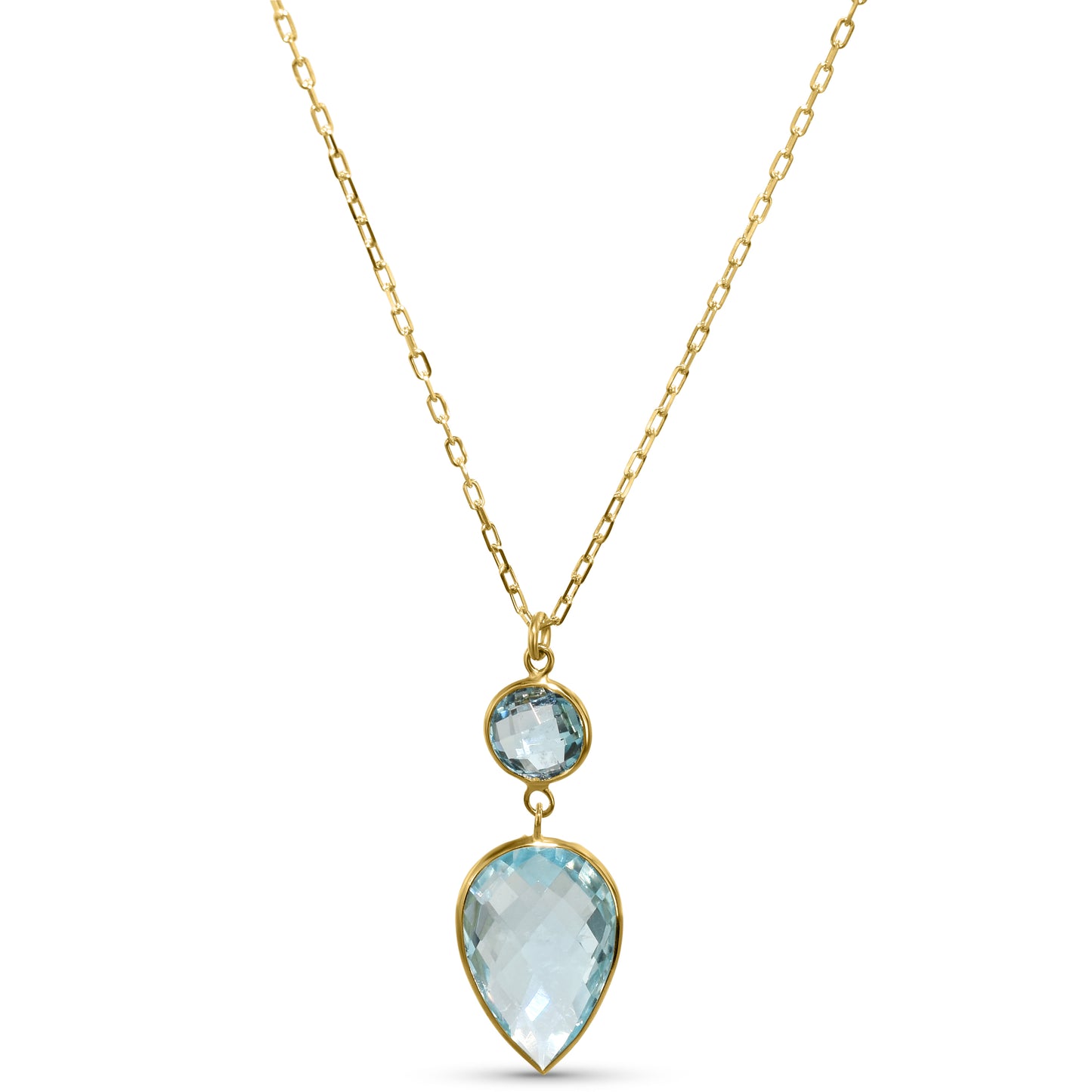 14k Blue Topaz Pendant Necklace