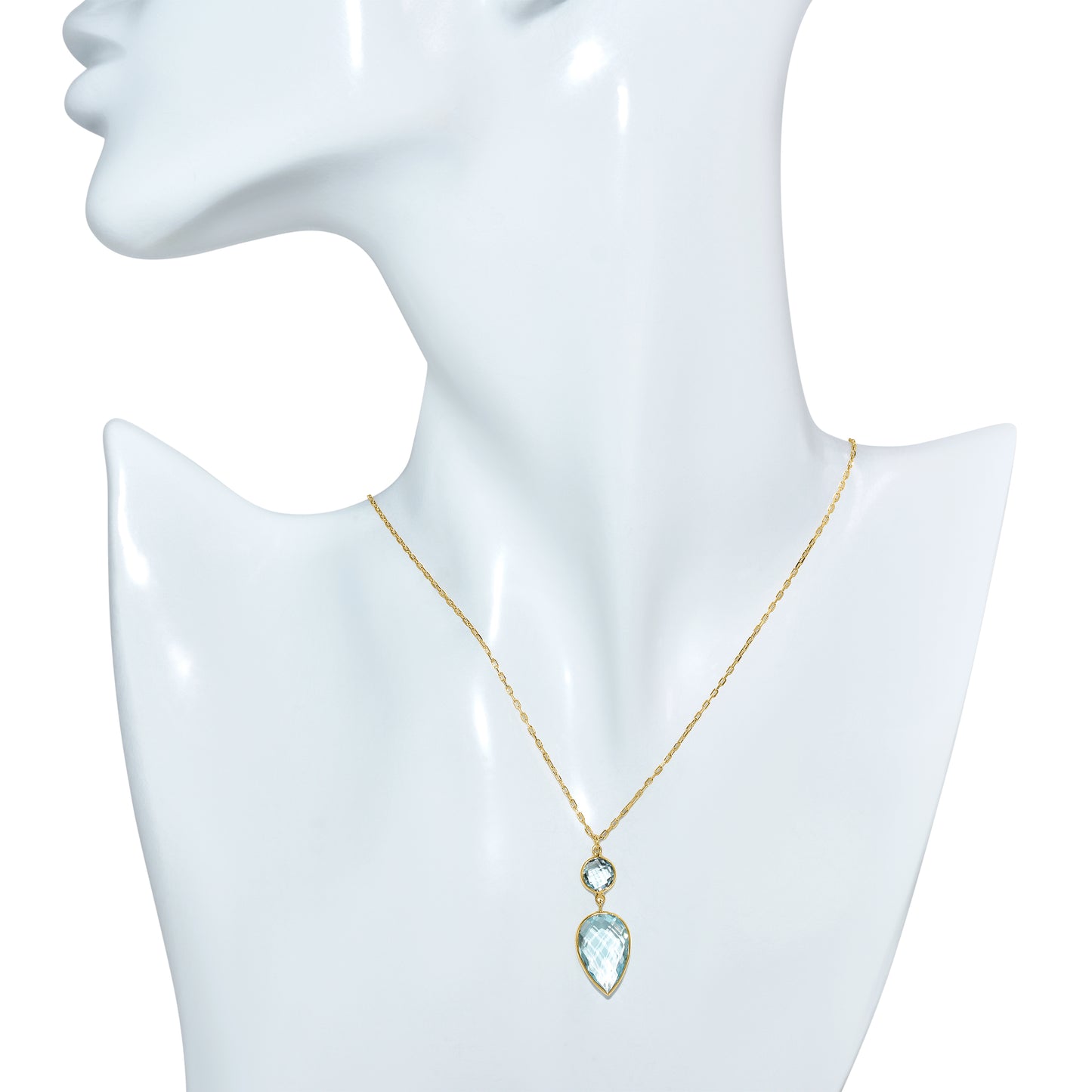 14k Blue Topaz Pendant Necklace