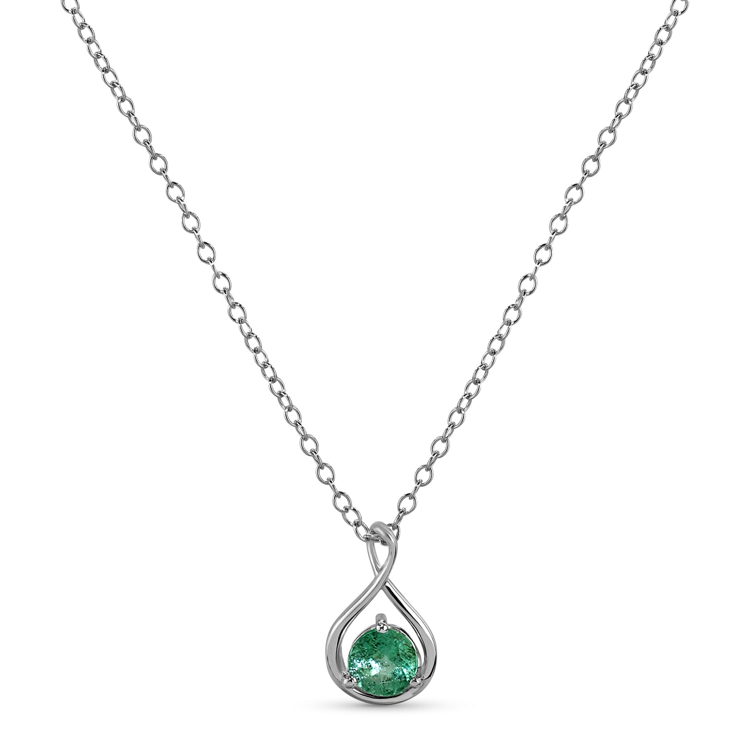 14k White Gold Round Drop Shape Necklace