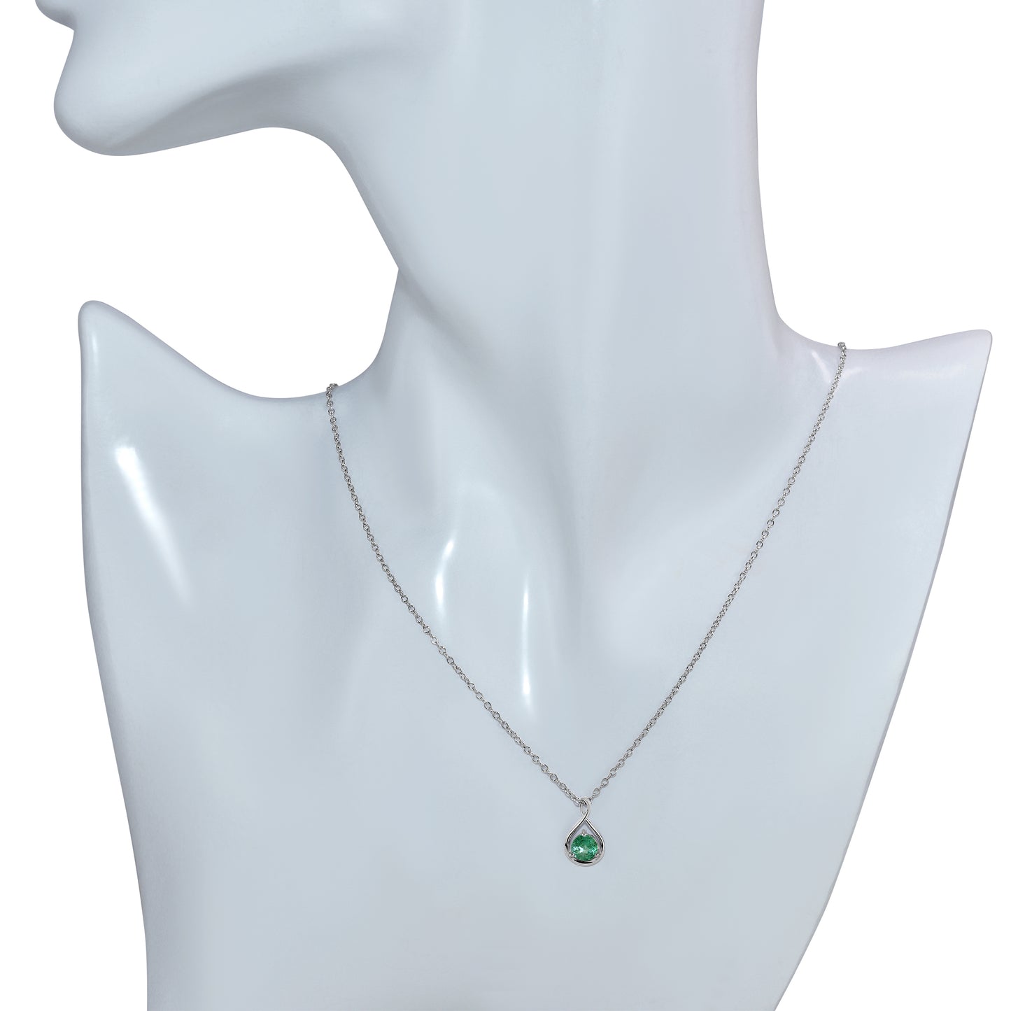 14k White Gold Round Drop Shape Necklace