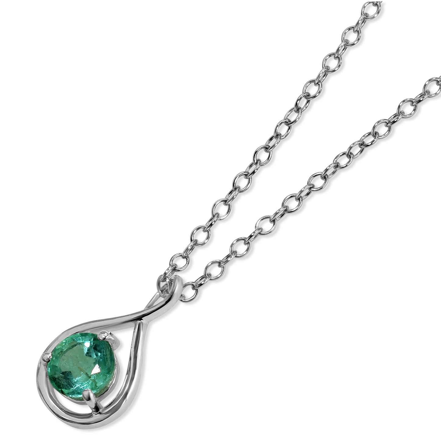 14k White Gold Round Drop Shape Necklace