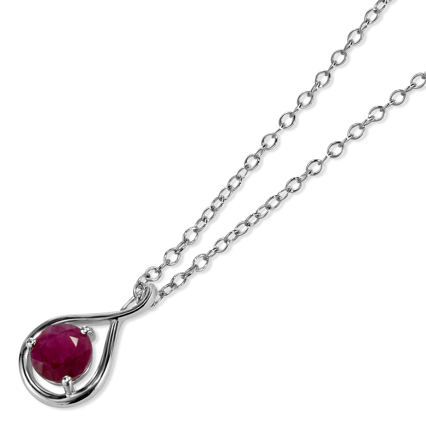 14k White Gold Round Drop Shape Necklace