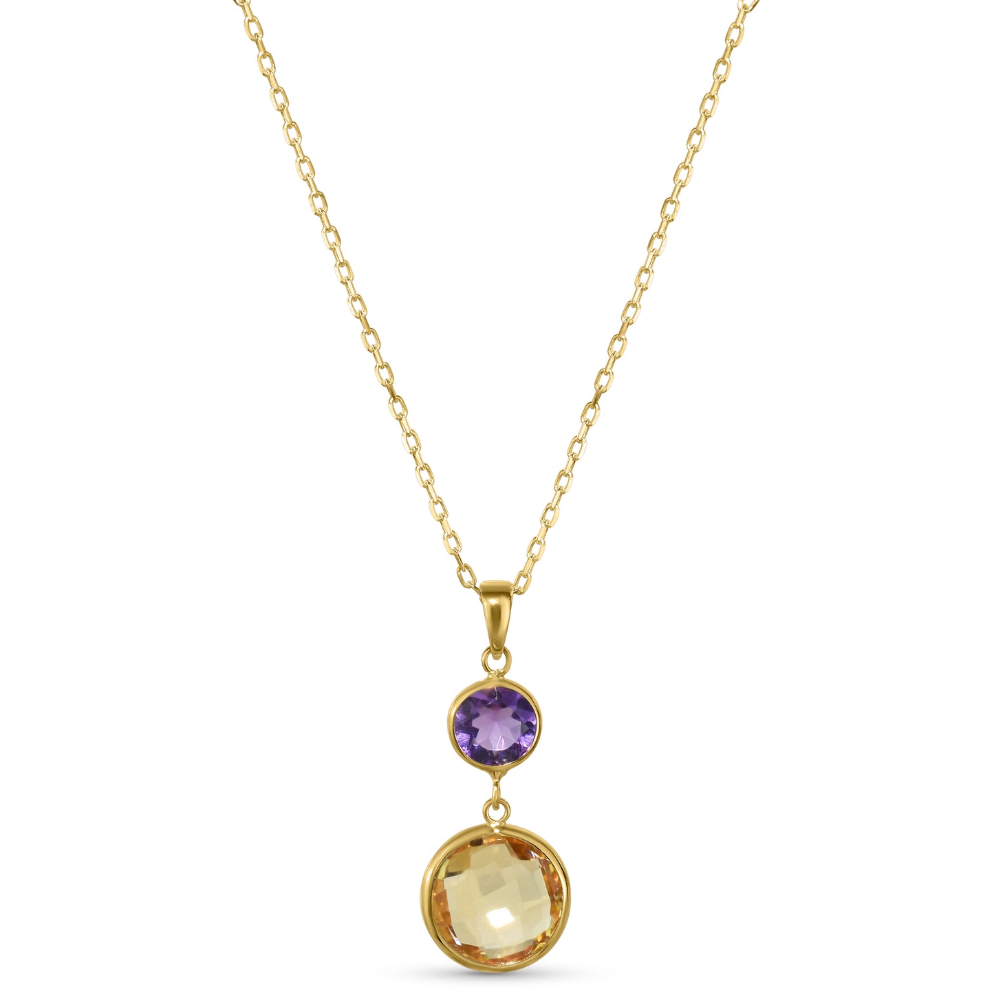 14k Amethyst Citrine Pendant Necklace