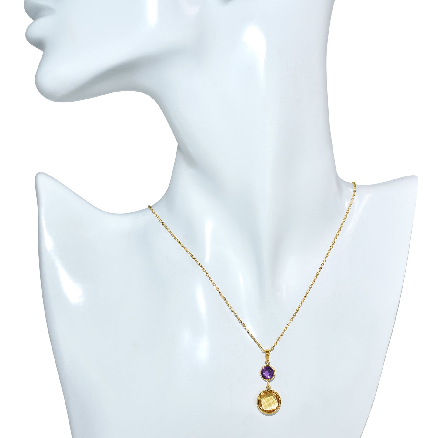 14k Amethyst Citrine Pendant Necklace