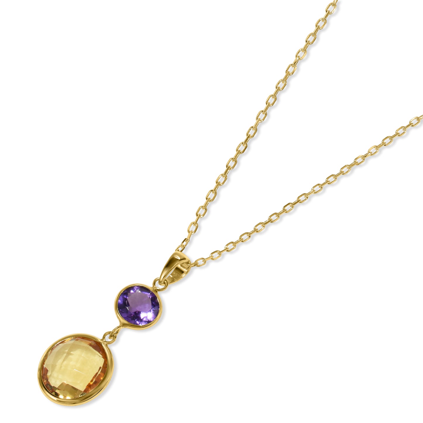 14k Amethyst Citrine Pendant Necklace