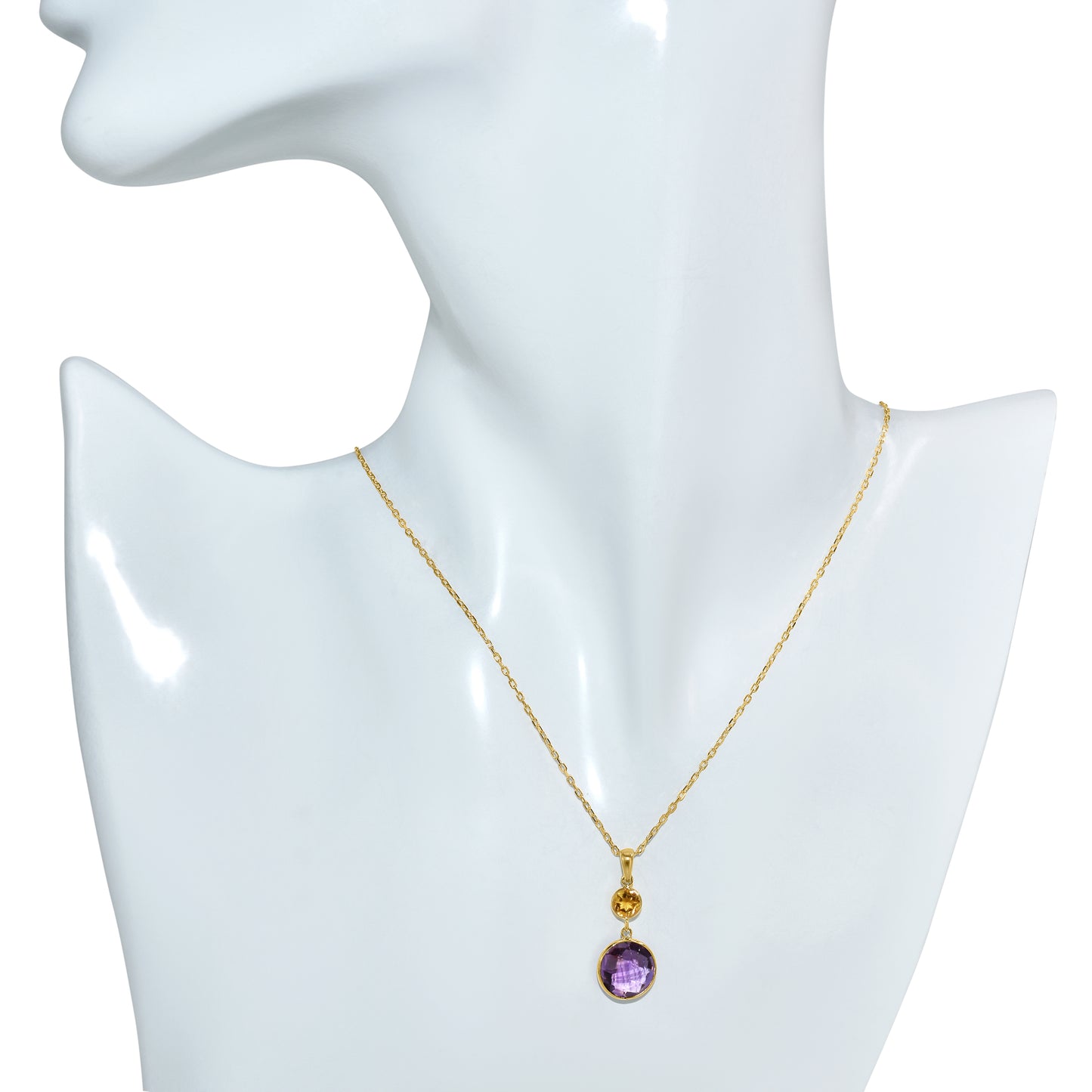 14k Citrine Amethyst Pendant Necklace