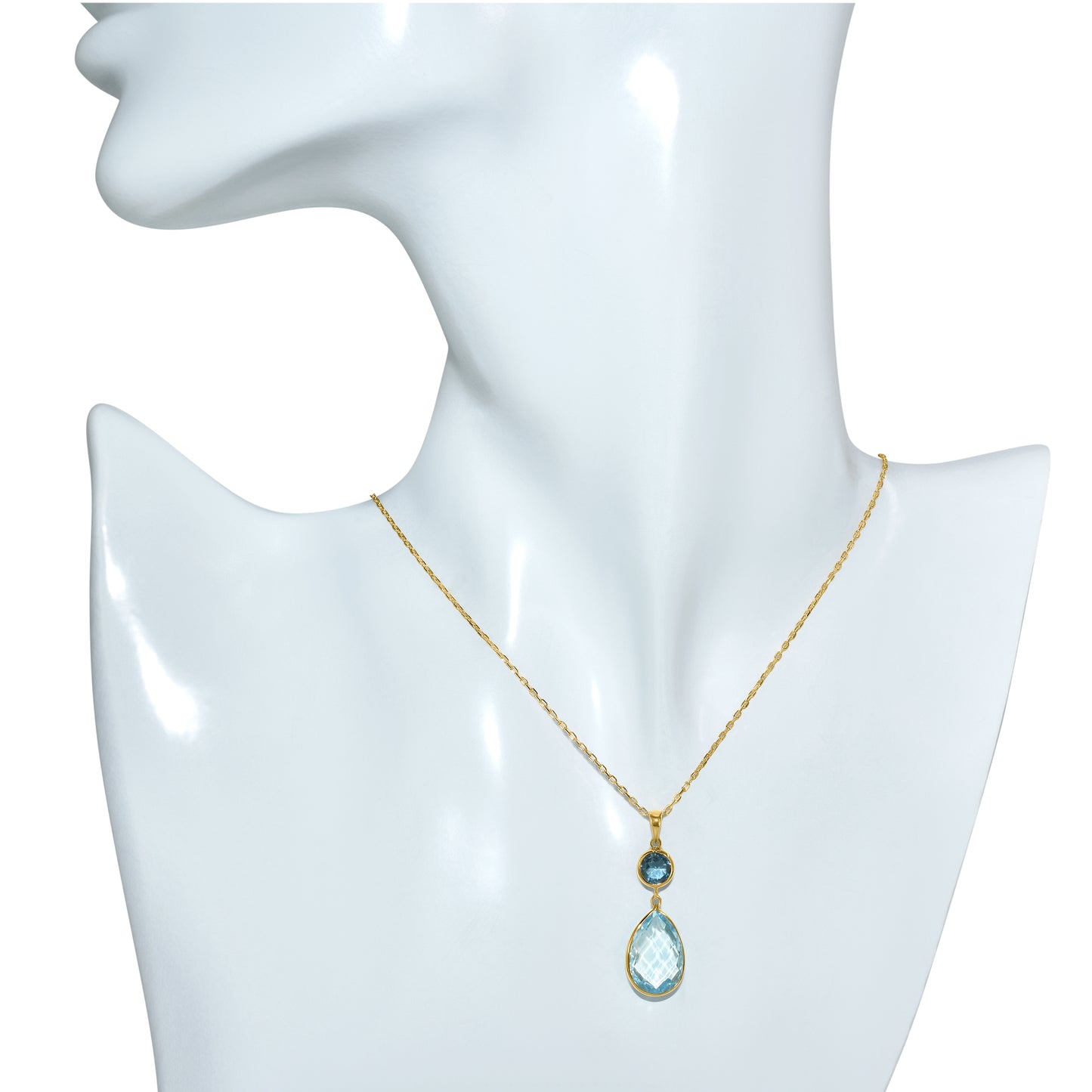 14k London & Sky Blue Topaz Pendant Necklace