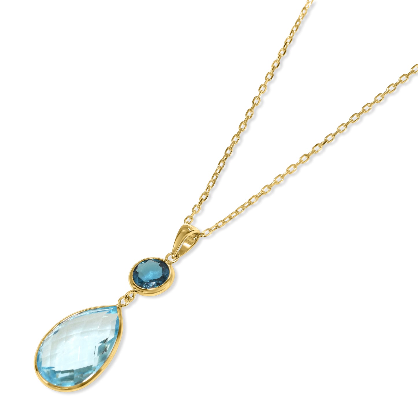 14k London & Sky Blue Topaz Pendant Necklace