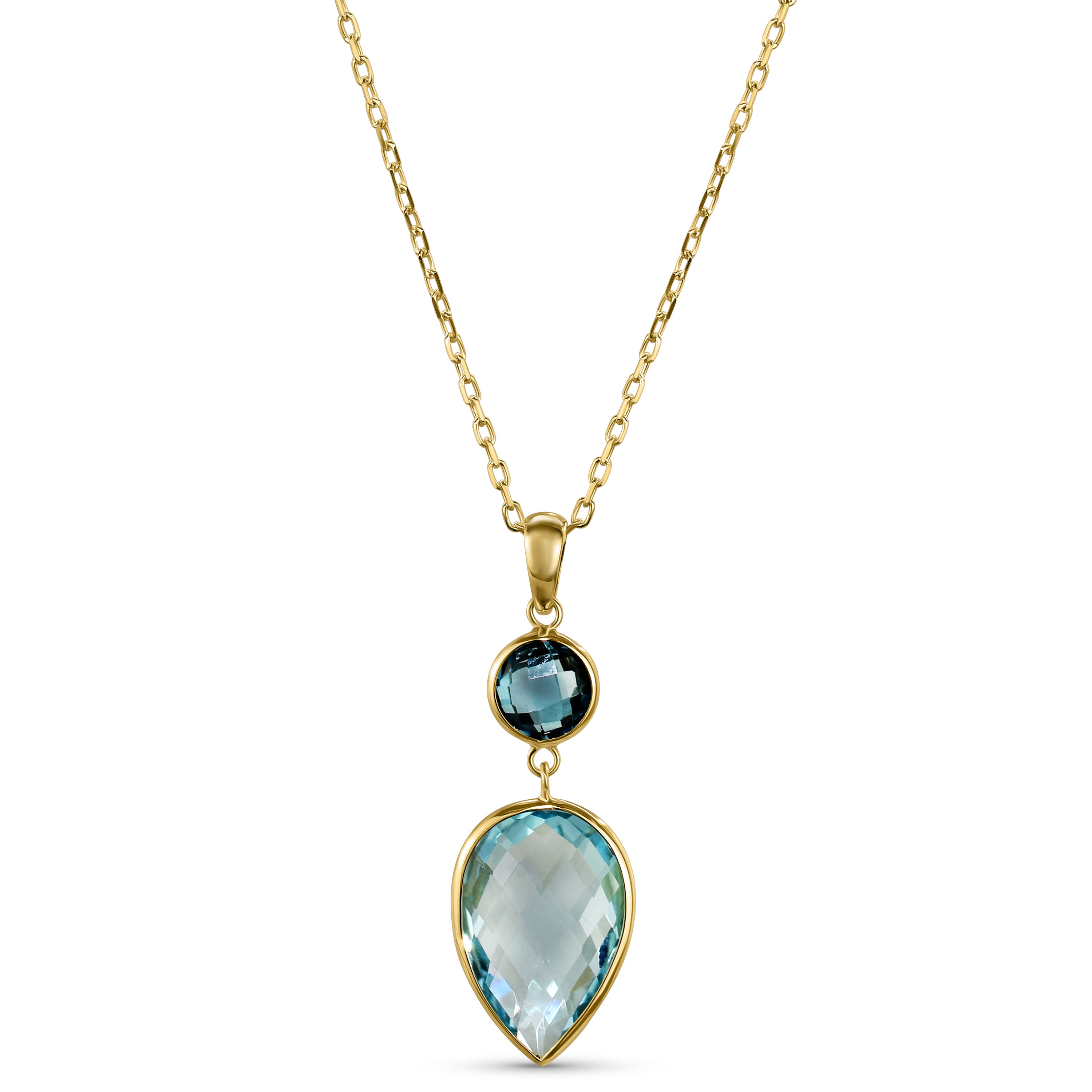 14k London & Sky Blue Topaz Pendant Necklace