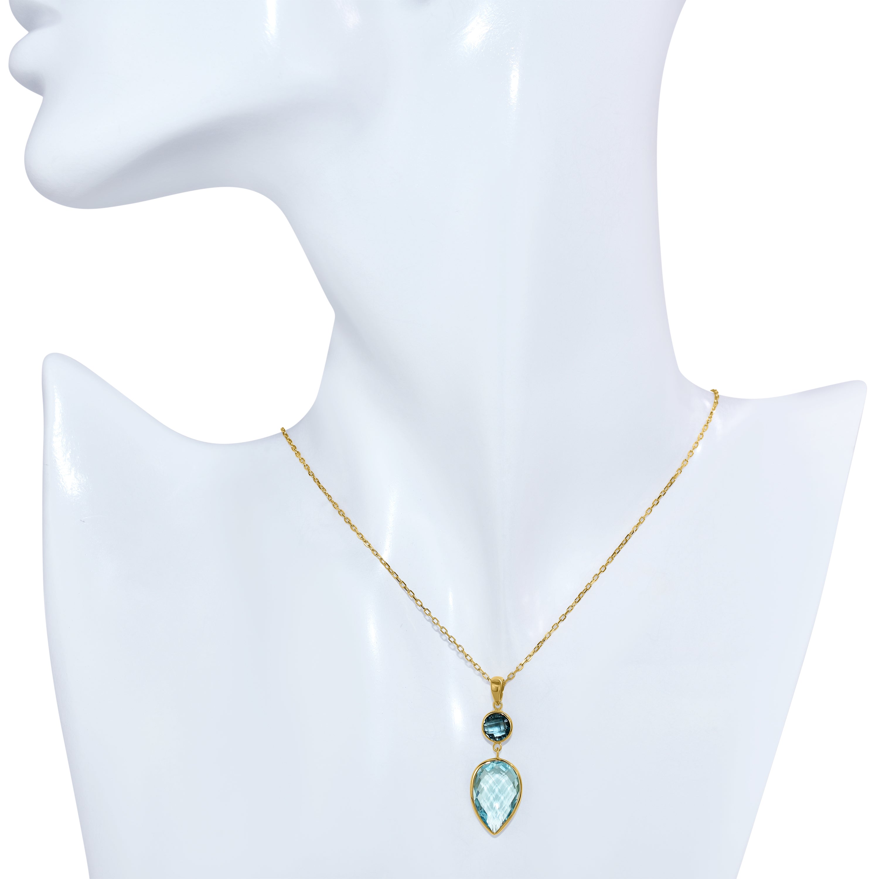 14k London & Sky Blue Topaz Pendant Necklace