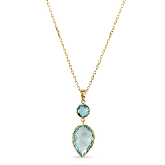 14k Swiss and Sky Blue Topaz Pendant Necklace