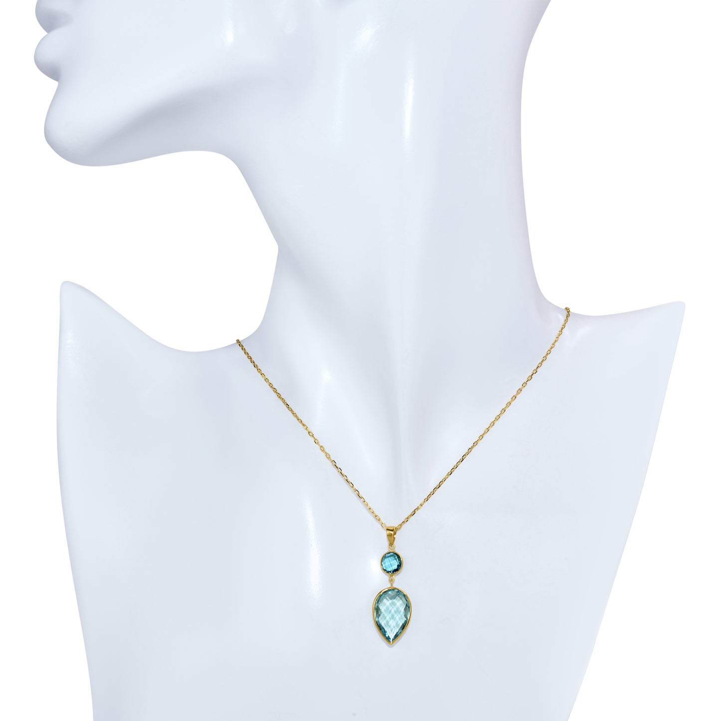 14k Swiss and Sky Blue Topaz Pendant Necklace