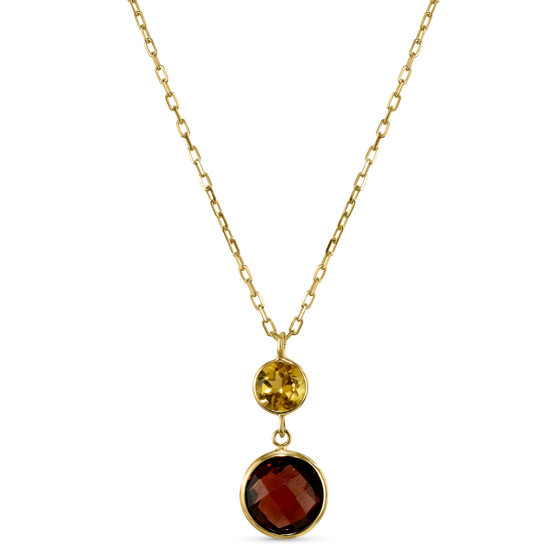 14k Citrine Garnet Pendant Necklace - Main Image
