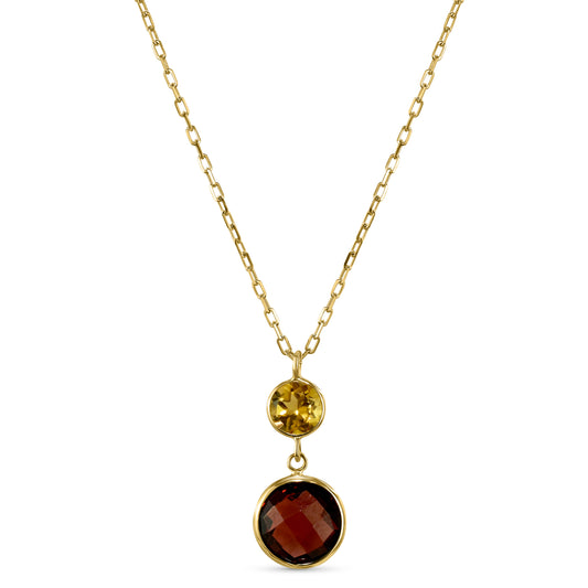 14k Citrine Garnet Pendant Necklace