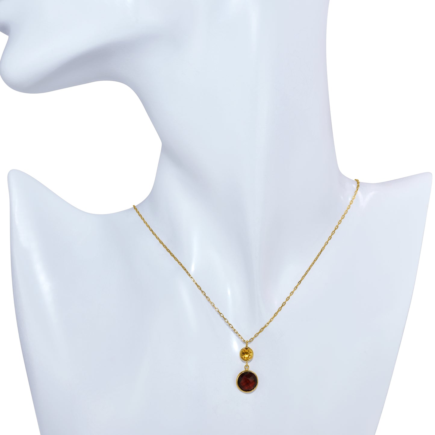 14k Citrine Garnet Pendant Necklace