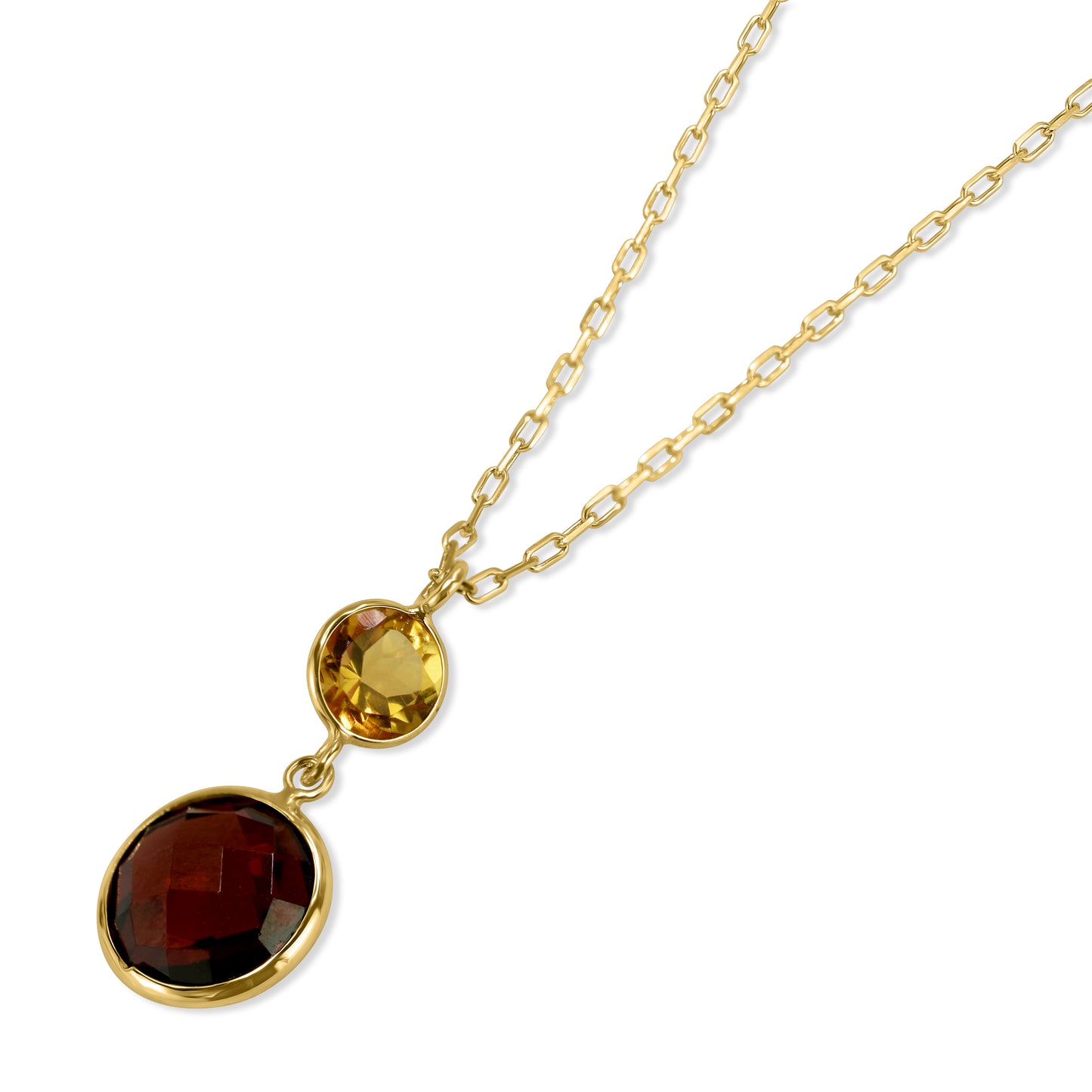 14k Citrine Garnet Pendant Necklace