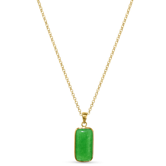 14k Green Jade Pendant Necklace