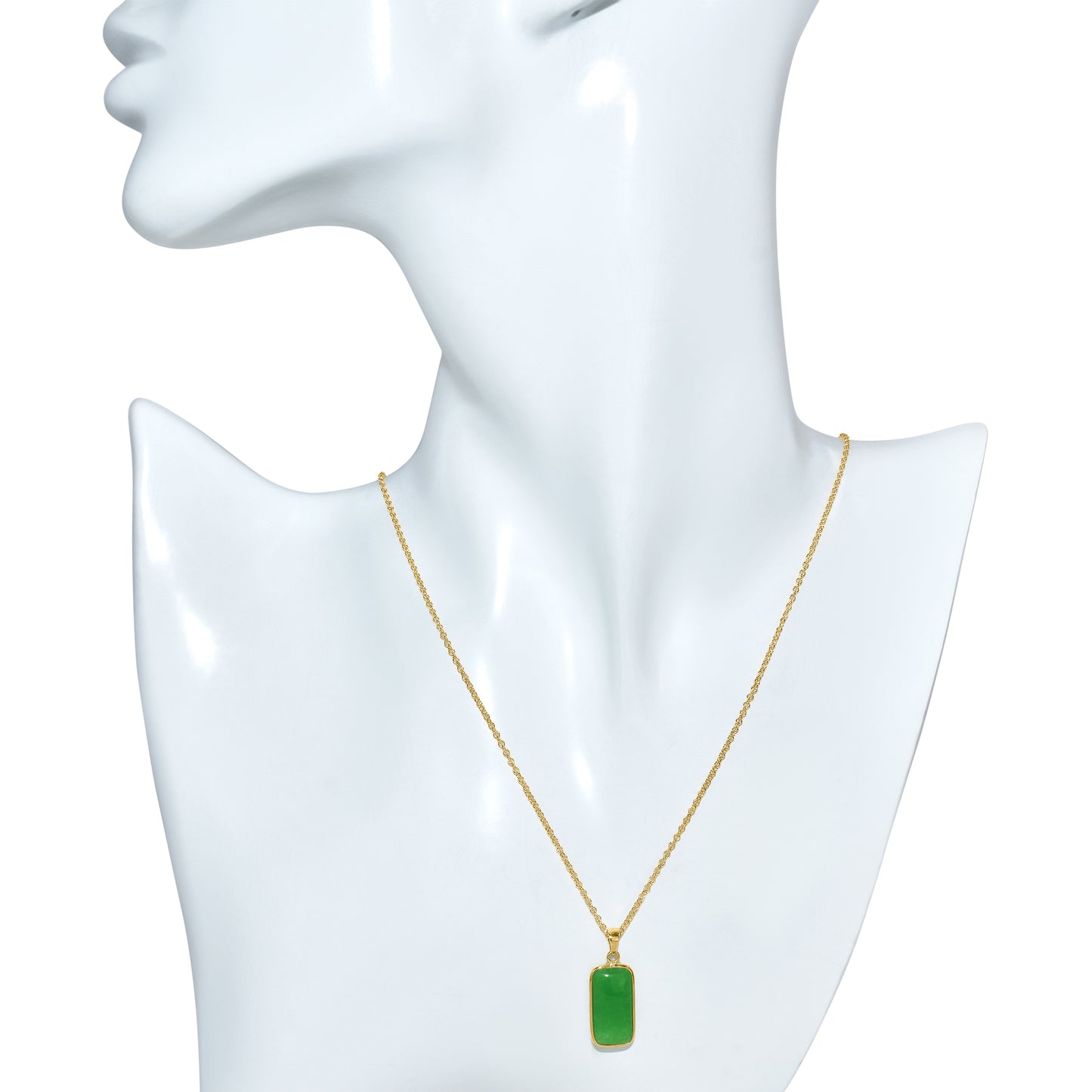 14k Green Jade Pendant Necklace