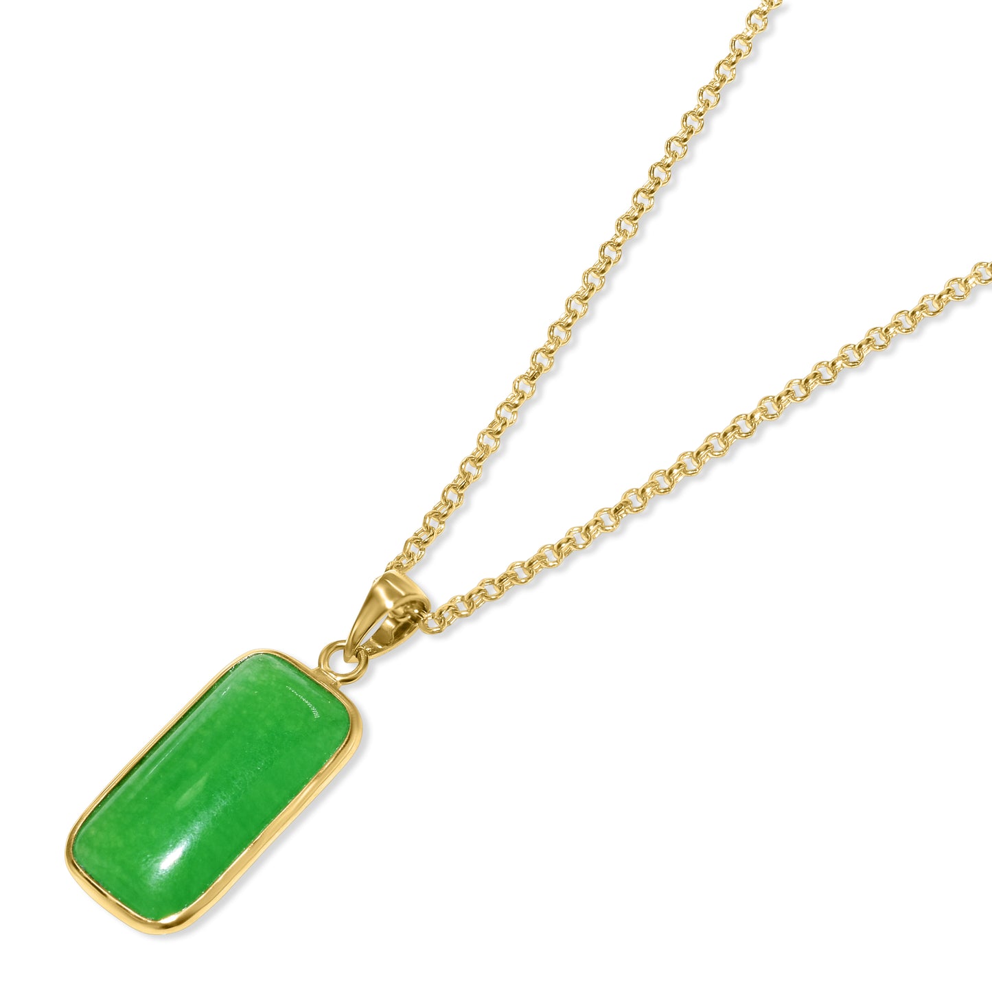 14k Green Jade Pendant Necklace