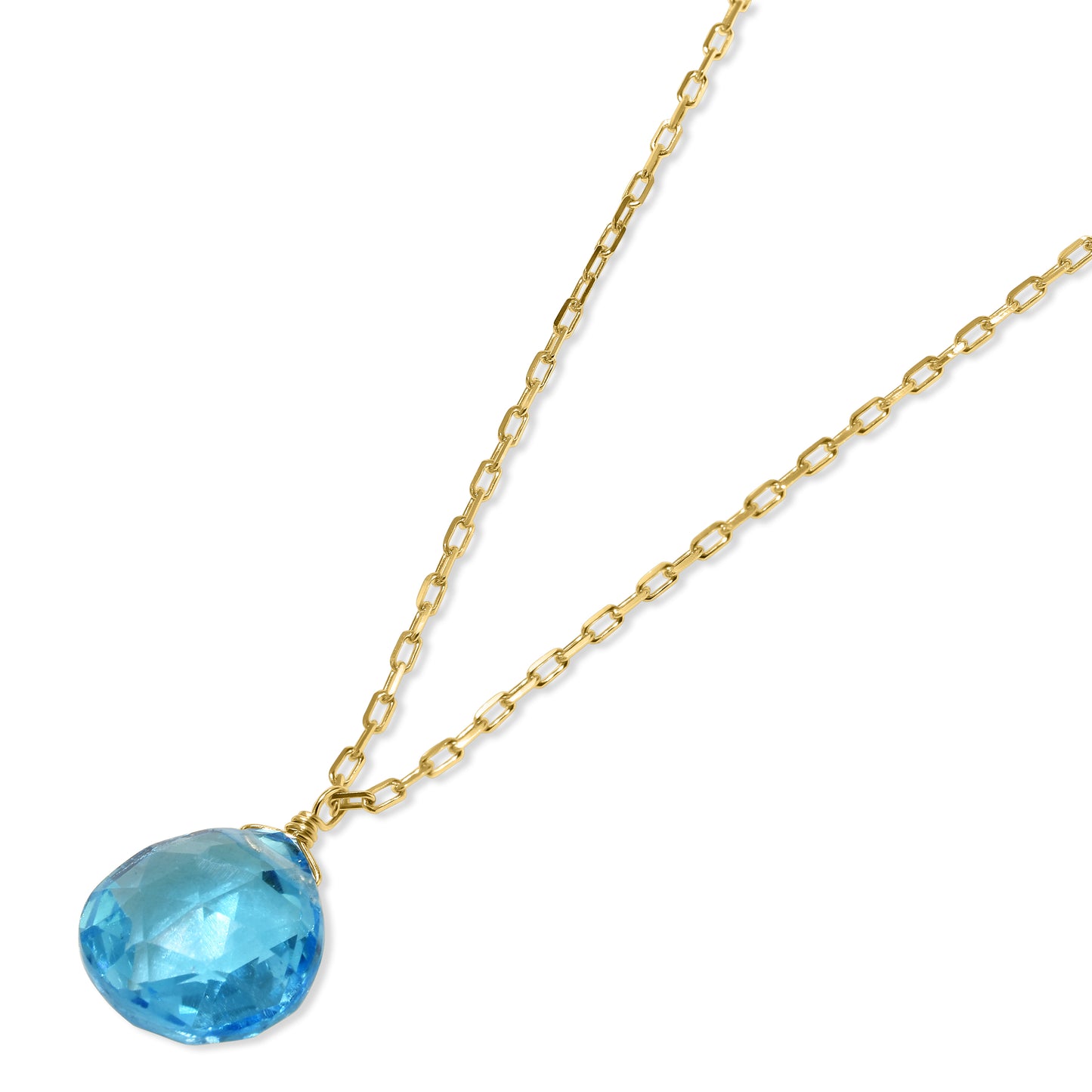 14k Swiss Blue Topaz Heart Pendant Necklace