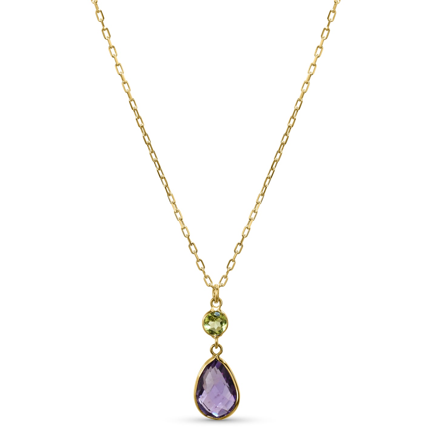 14k Peridot Amethyst Pendant Necklace