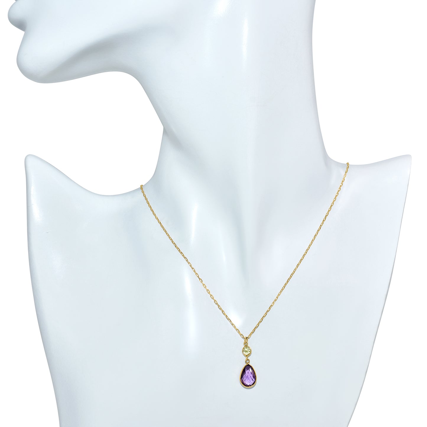 14k Peridot Amethyst Pendant Necklace