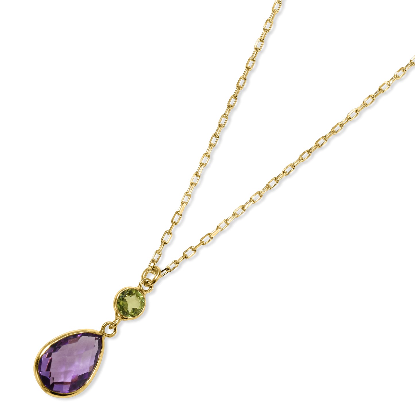 14k Peridot Amethyst Pendant Necklace