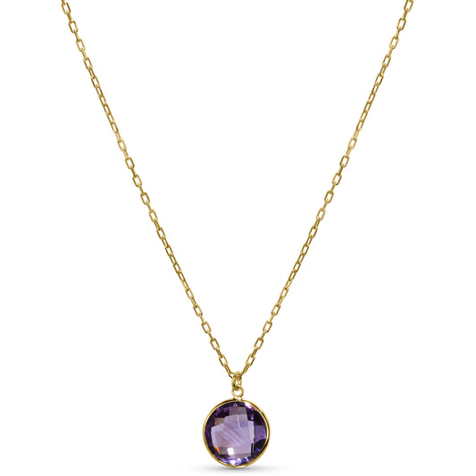 14k Amethyst Round Pendant Necklace