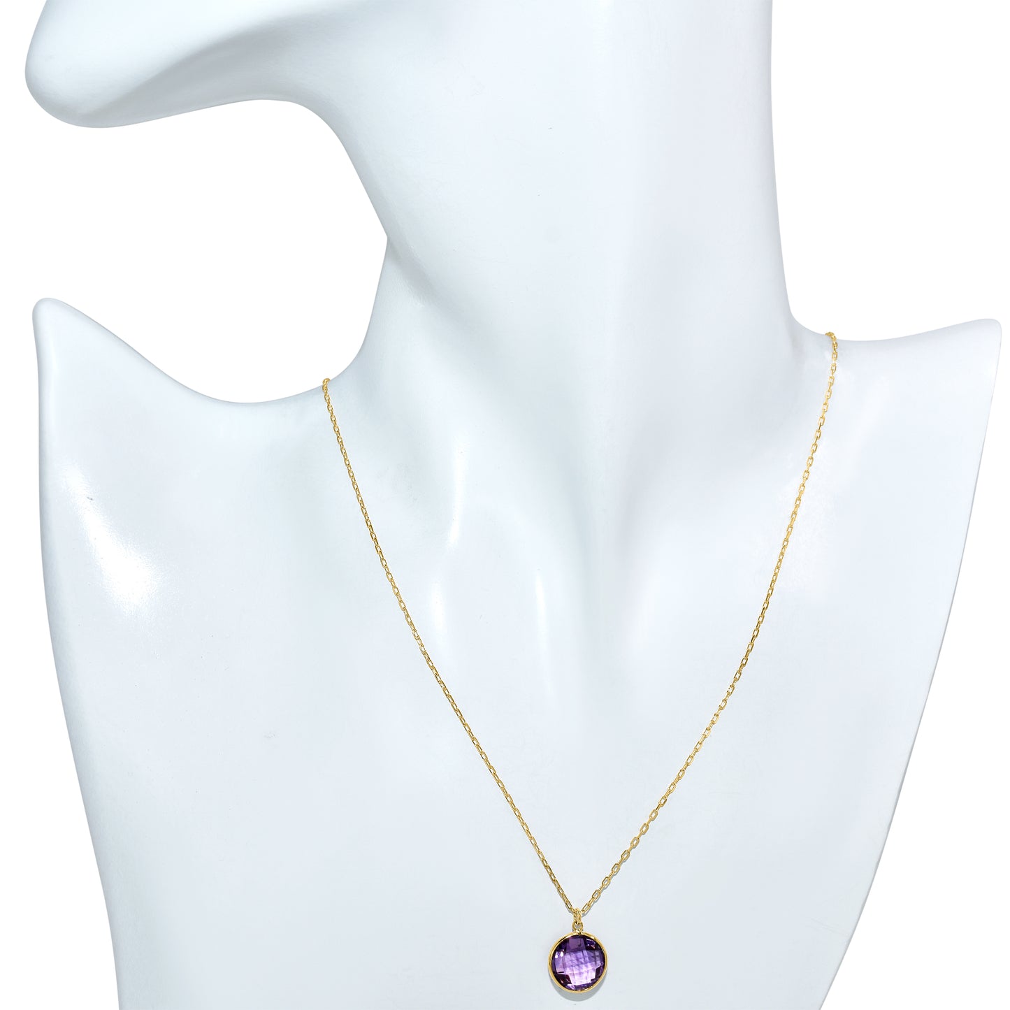 14k Amethyst Round Pendant Necklace