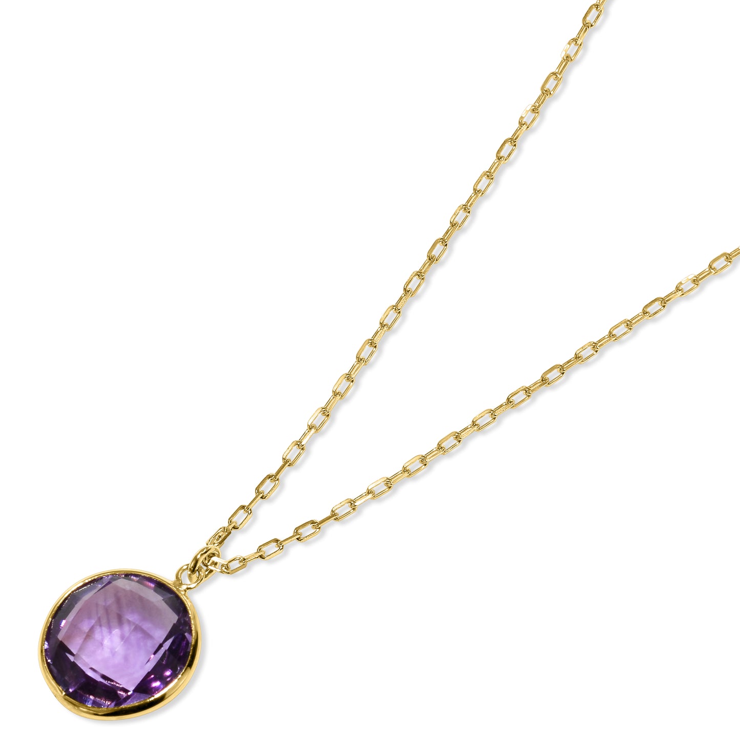 14k Amethyst Round Pendant Necklace