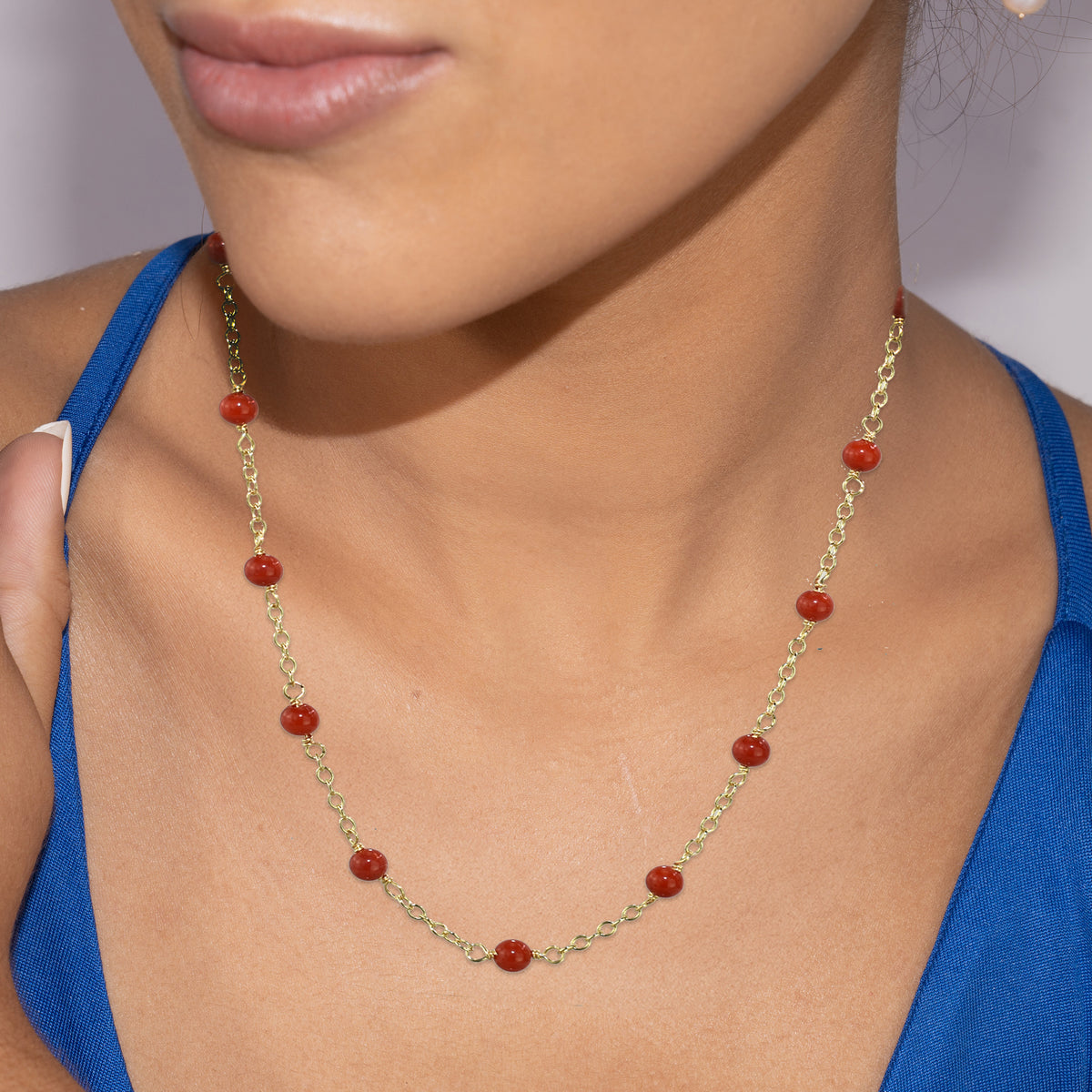 14k Yellow Gold Station Necklace