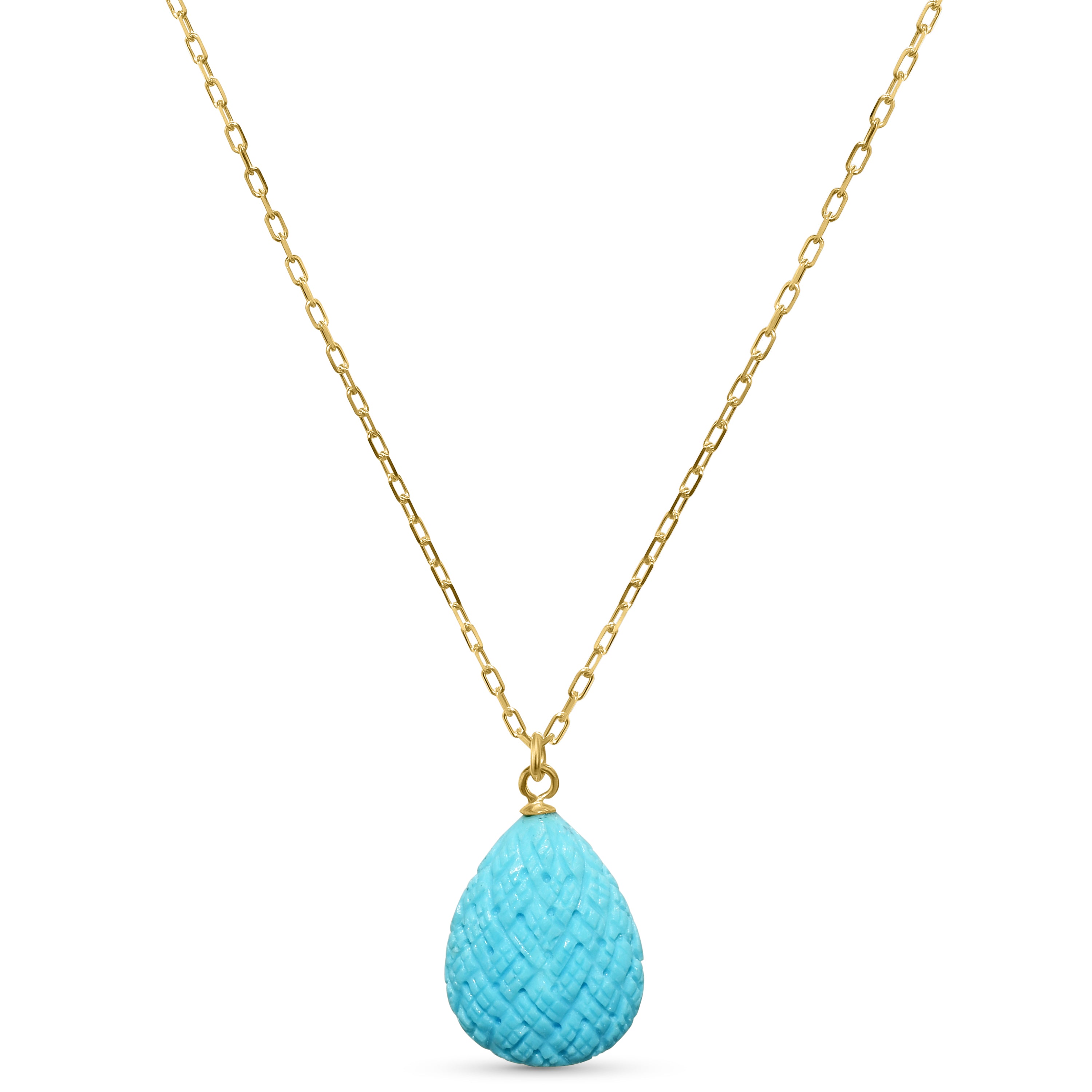14k Turquoise Pear Pendant Necklace