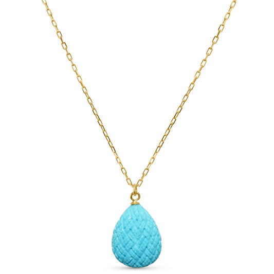 14k Turquoise Pear Pendant Necklace