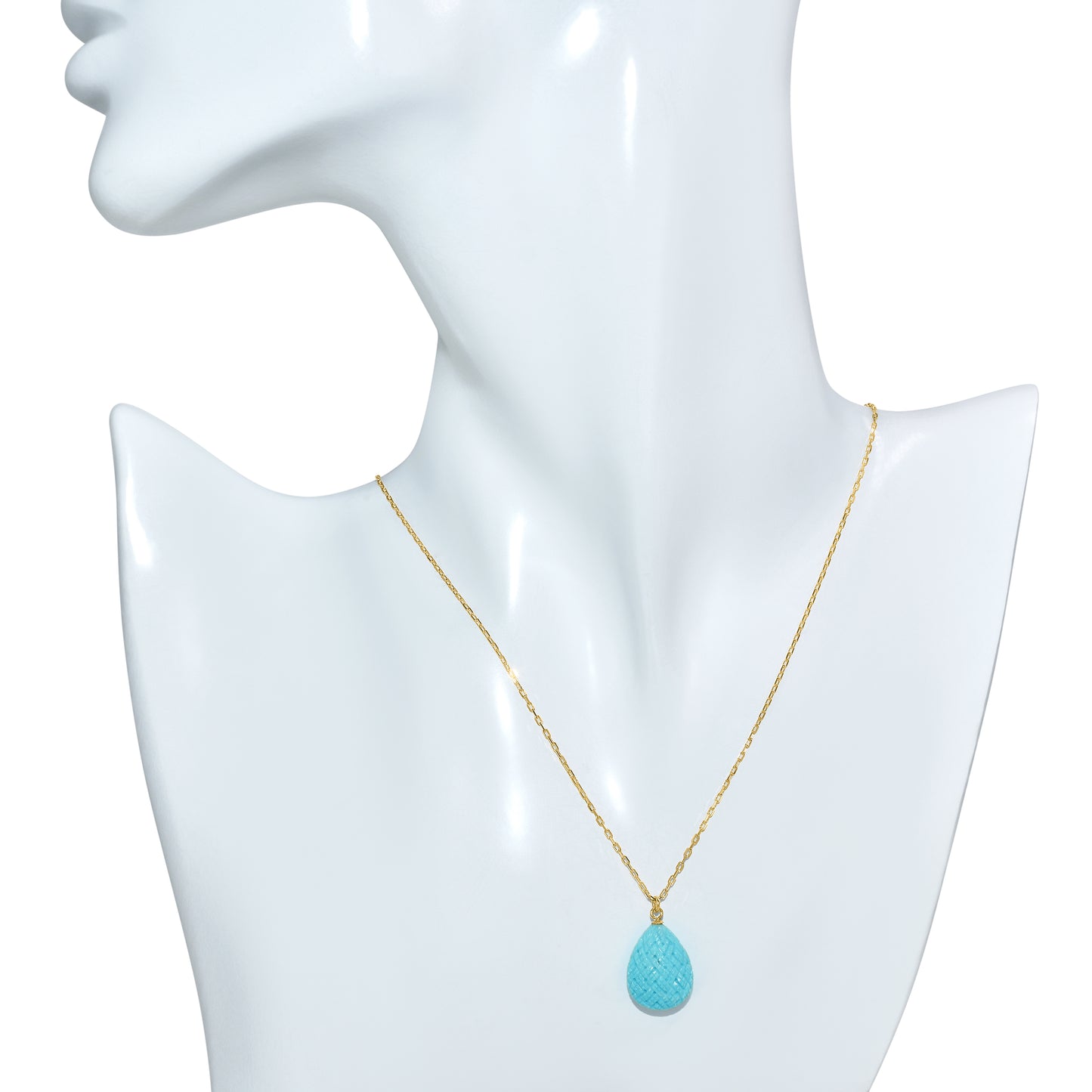 14k Turquoise Pear Pendant Necklace