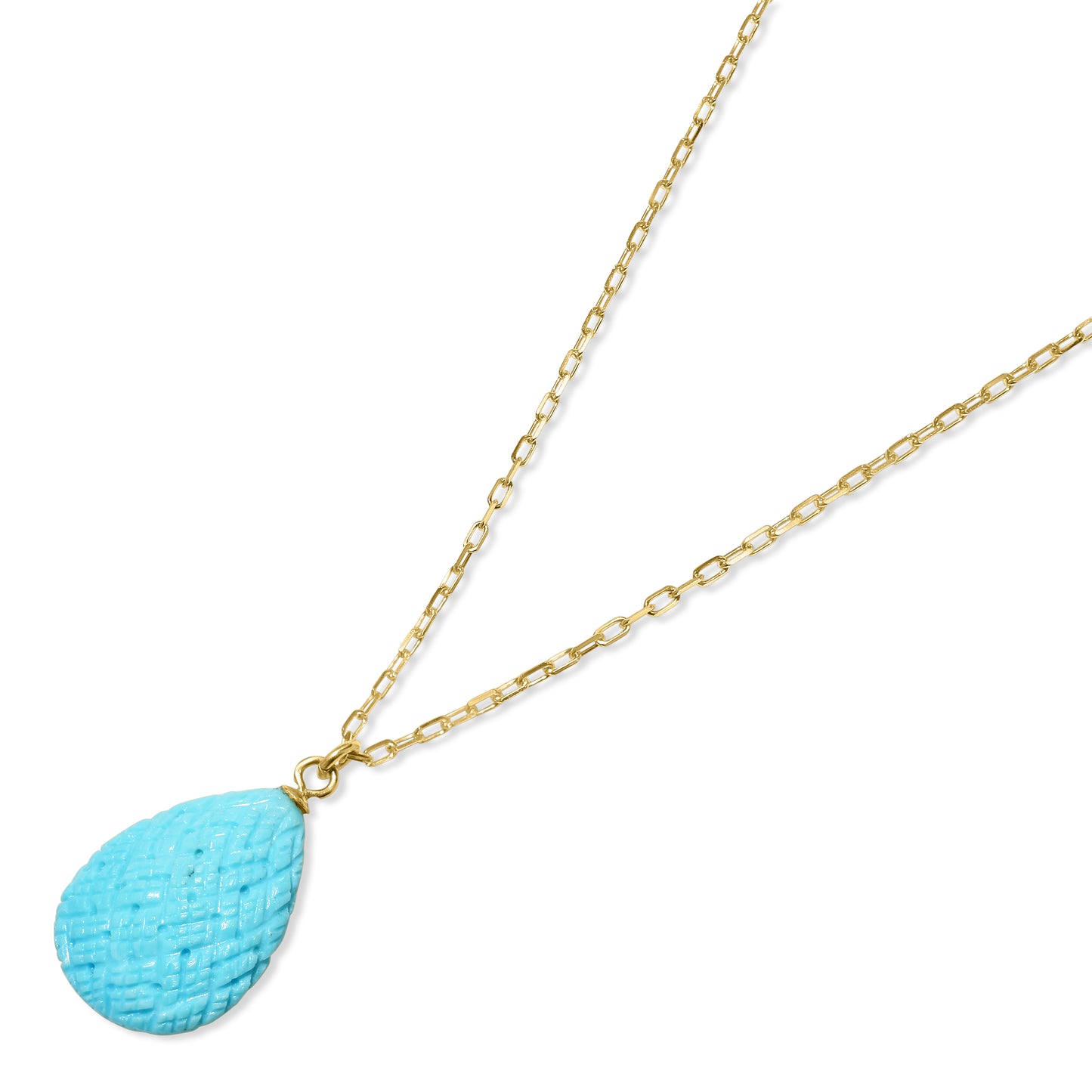 14k Turquoise Pear Pendant Necklace