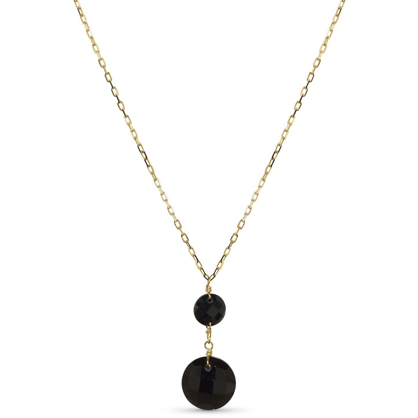 14k Black Onyx Coin Pendant Necklace