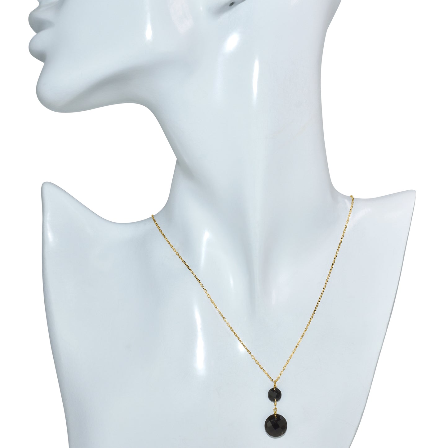 14k Black Onyx Coin Pendant Necklace