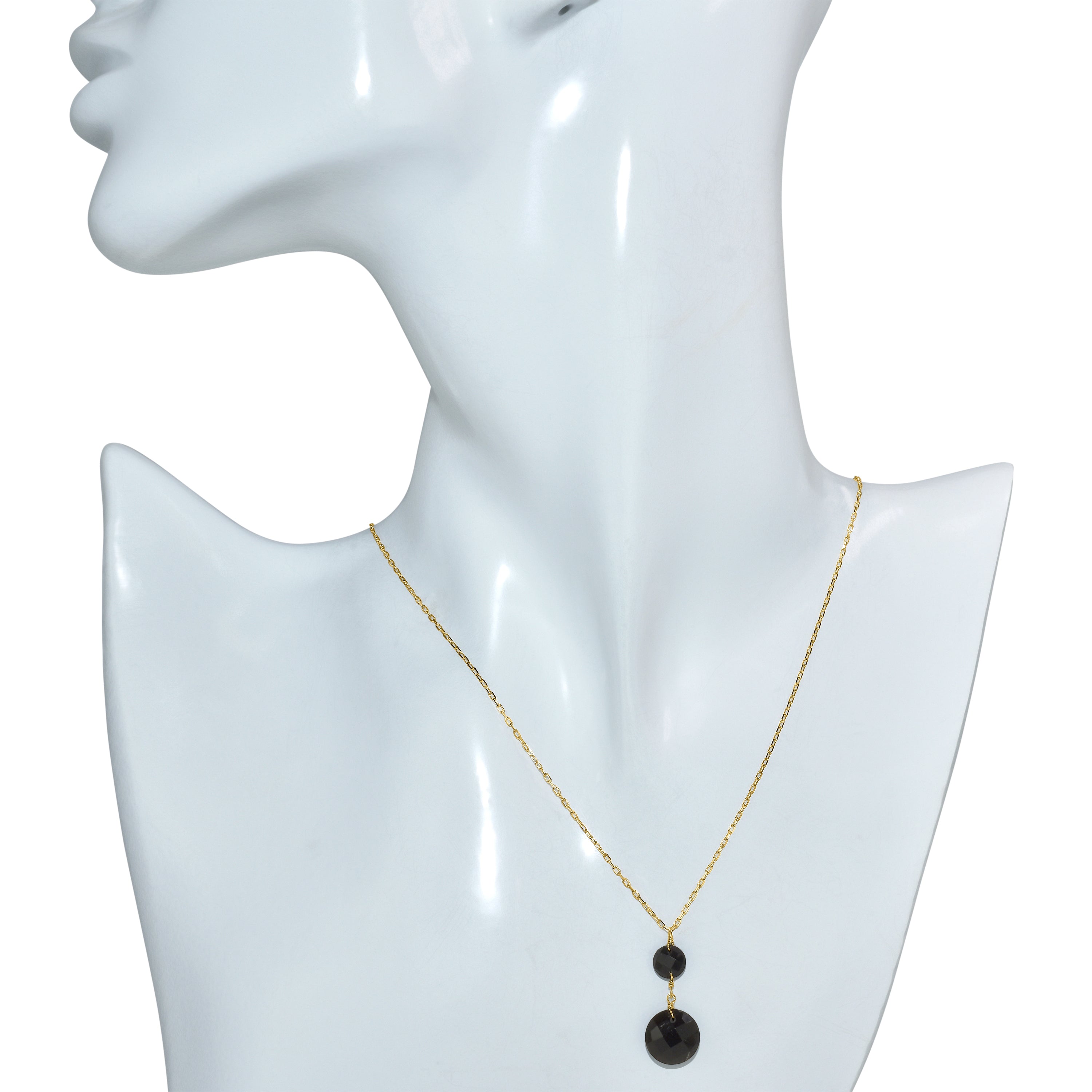 14k Black Onyx Coin Pendant Necklace