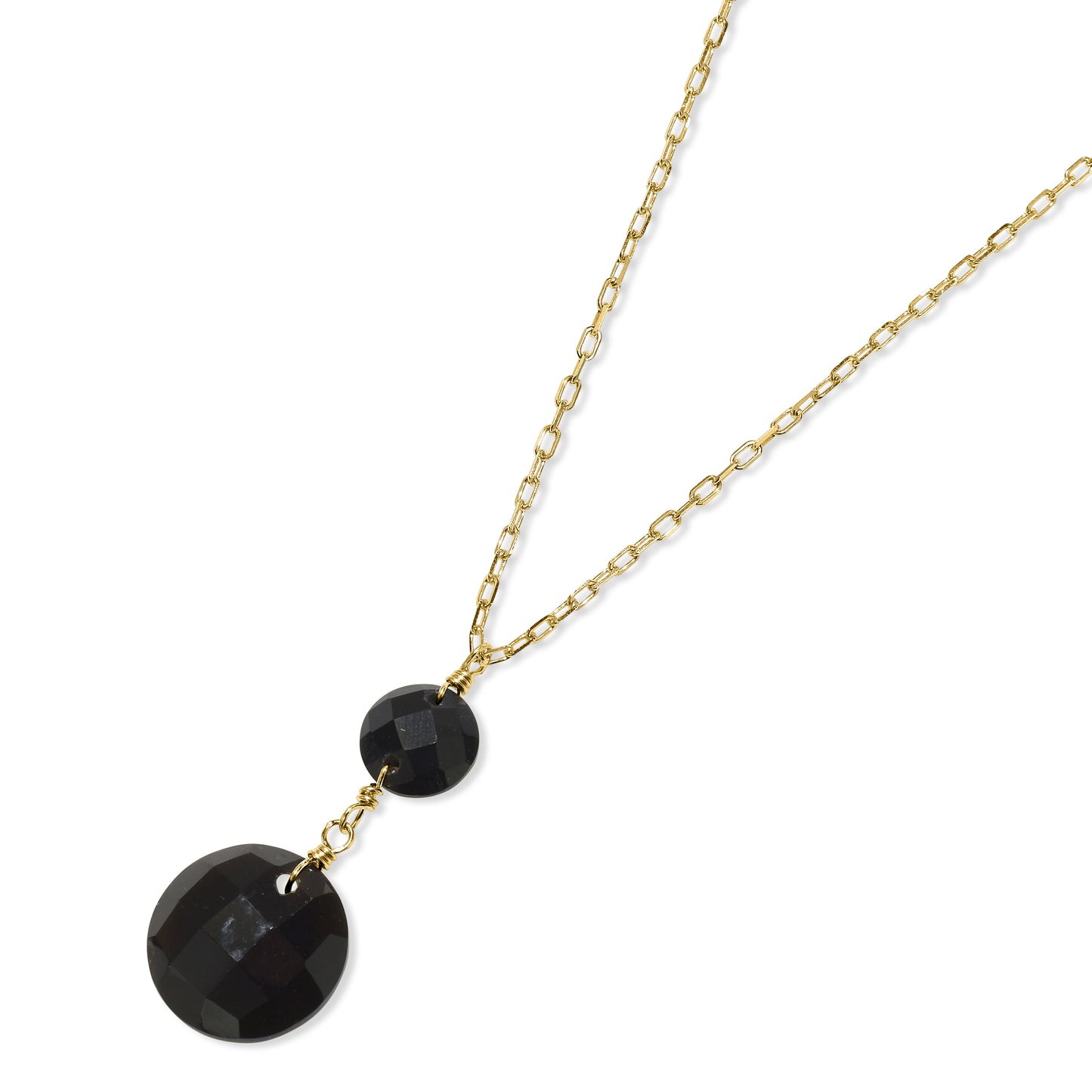 14k Black Onyx Coin Pendant Necklace