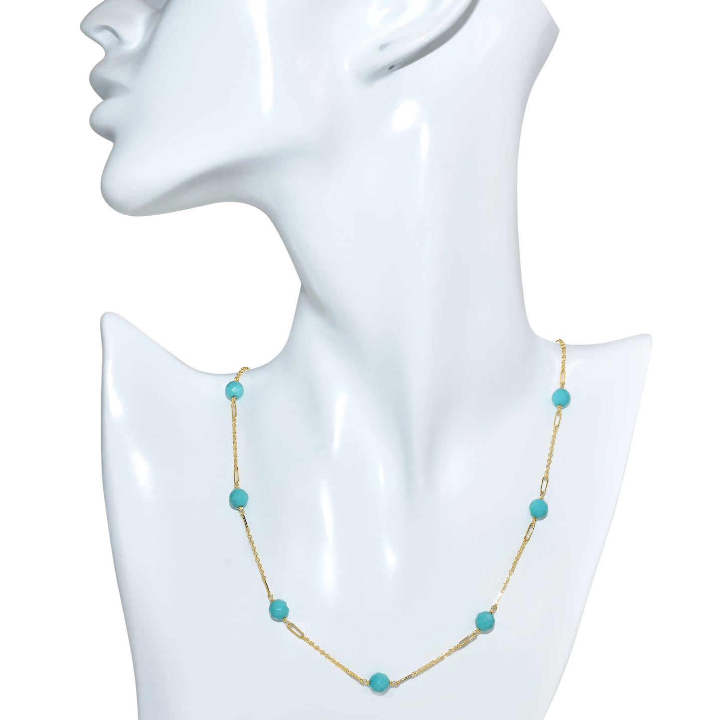 14K Turquoise Paperclip Station Necklace