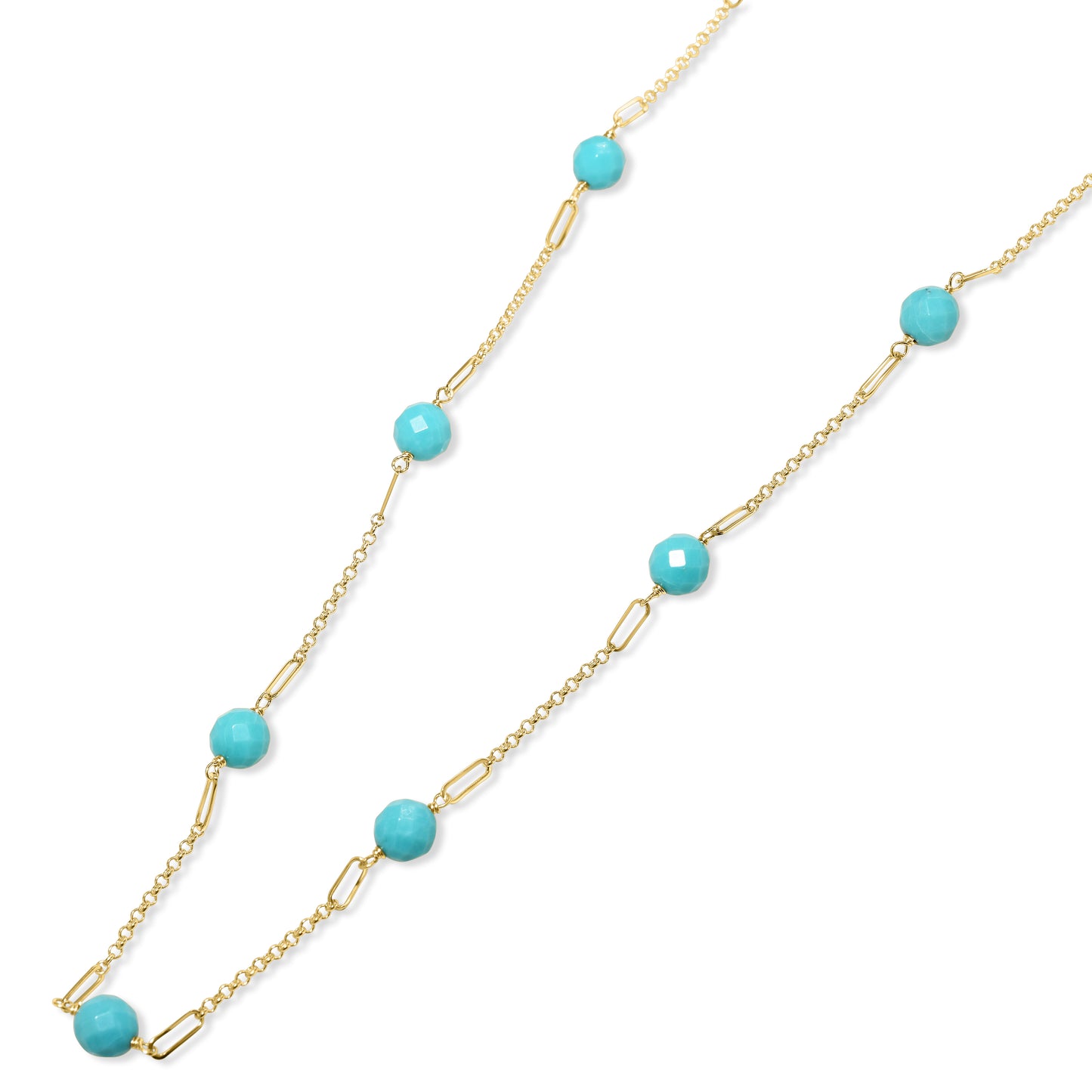 14K Turquoise Paperclip Station Necklace