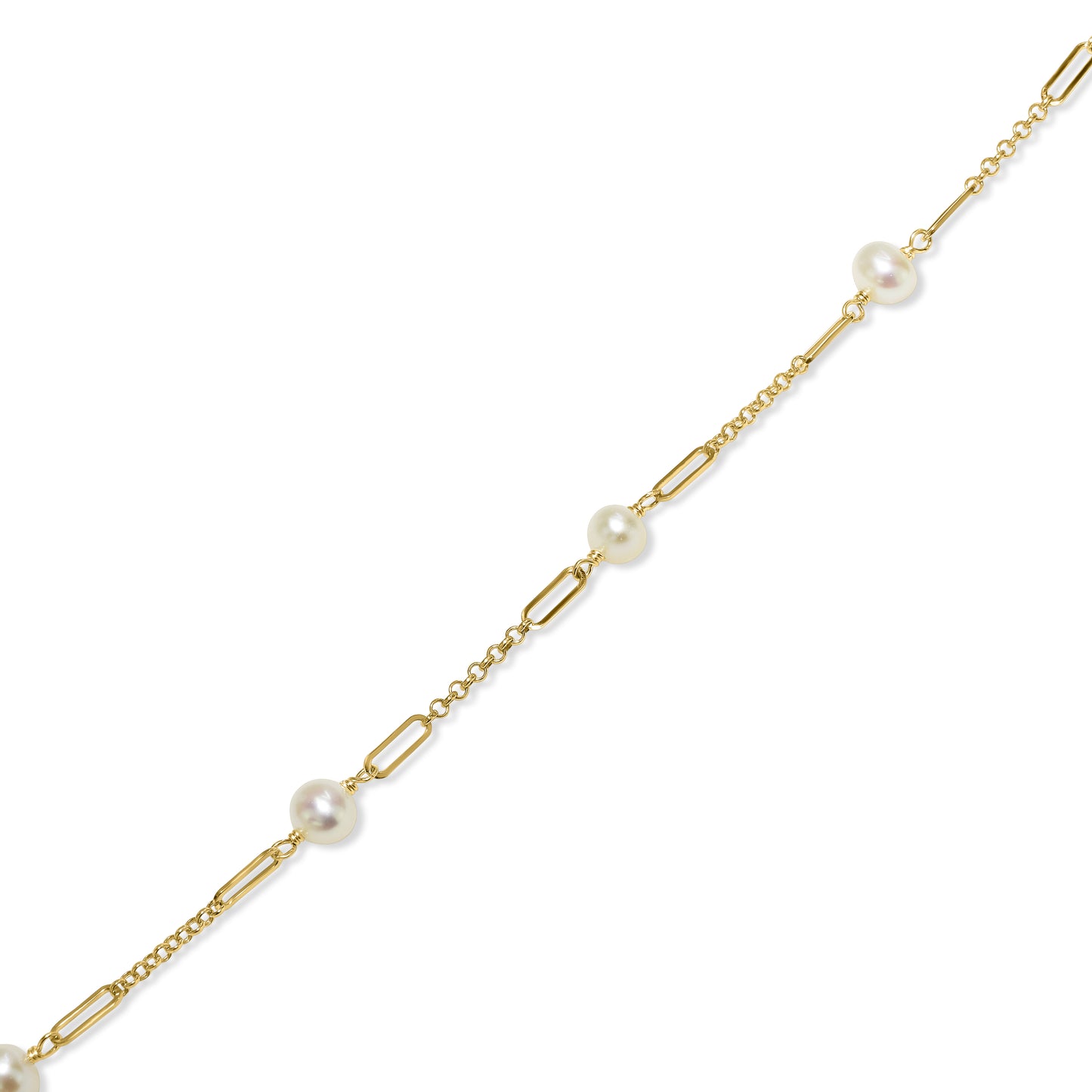 14k White Pearl 5 Fancy Station Bracelet