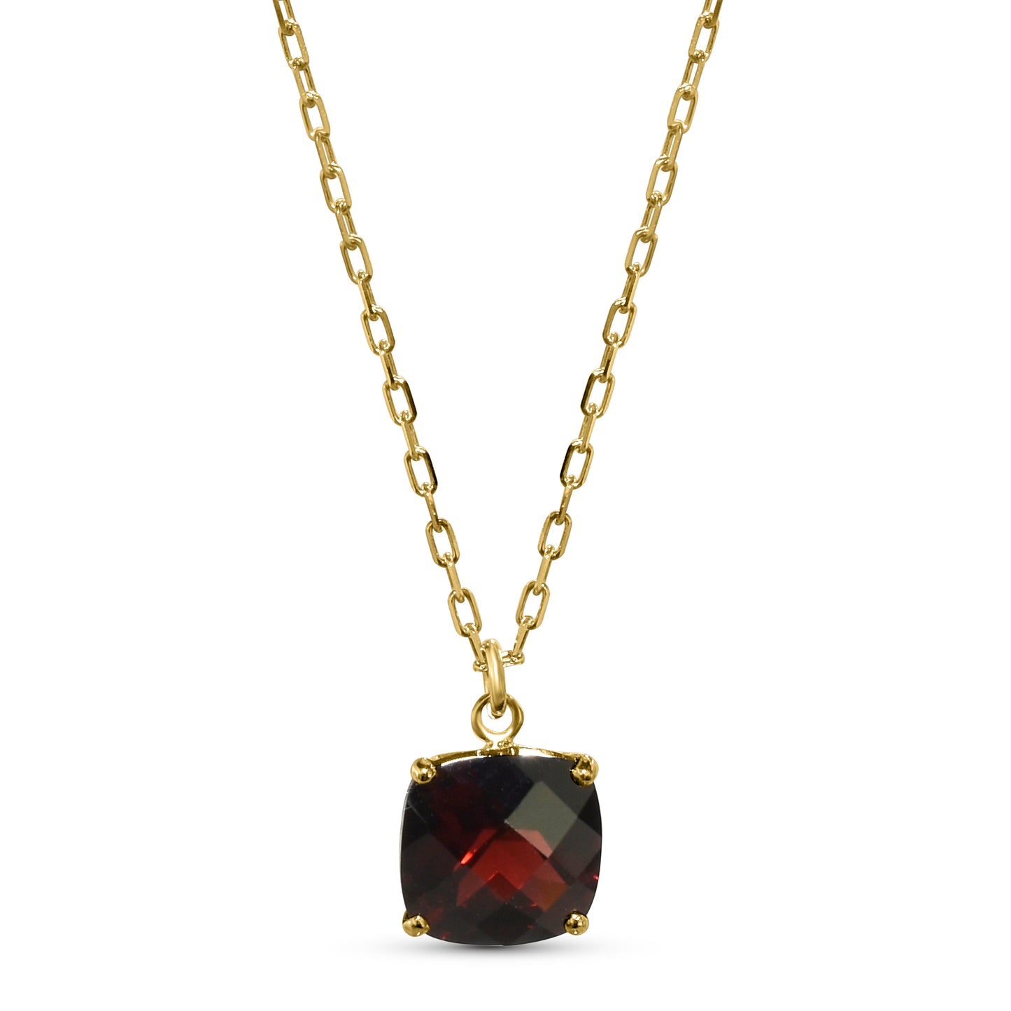 14k Garnet Cushion Pendant Necklace