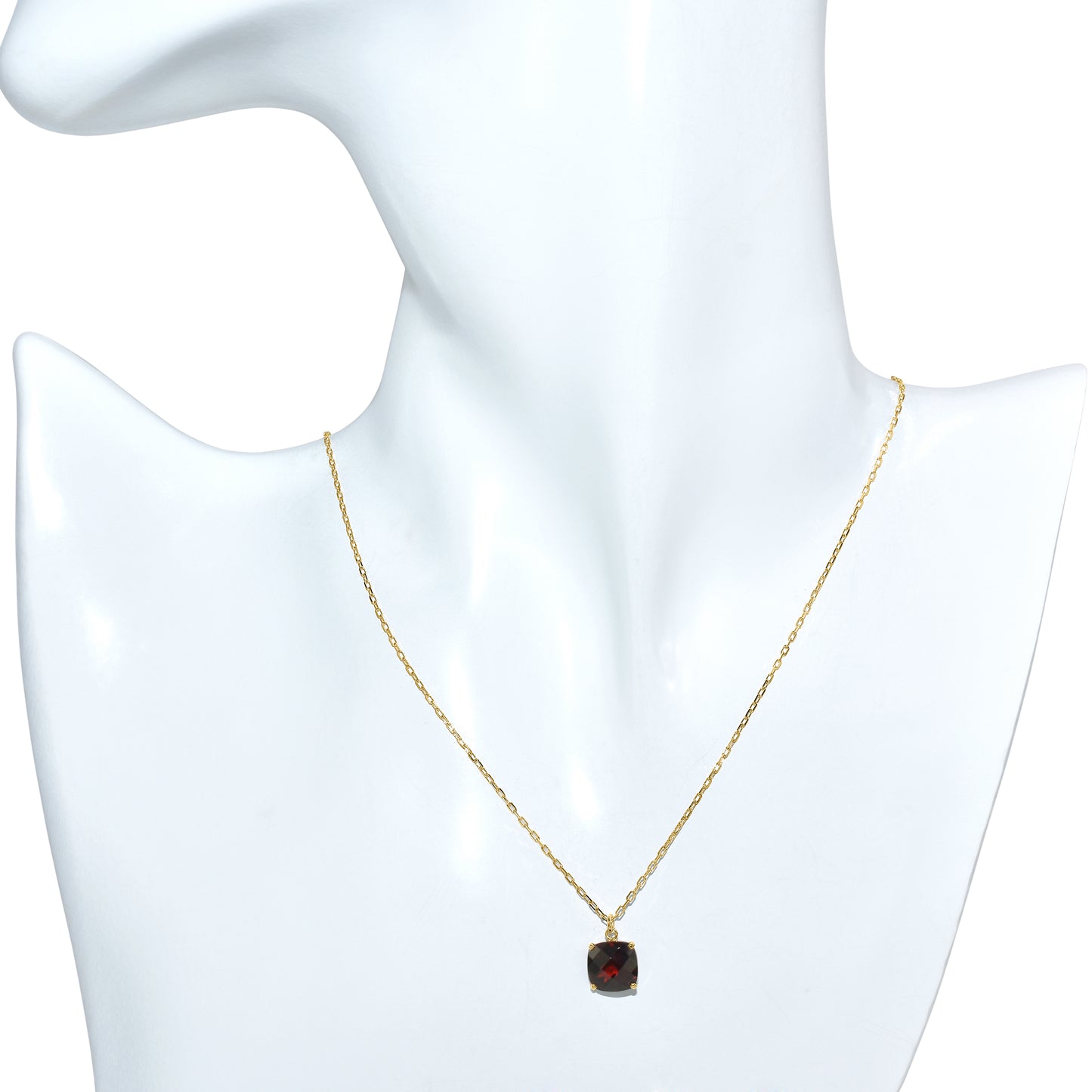 14k Garnet Cushion Pendant Necklace