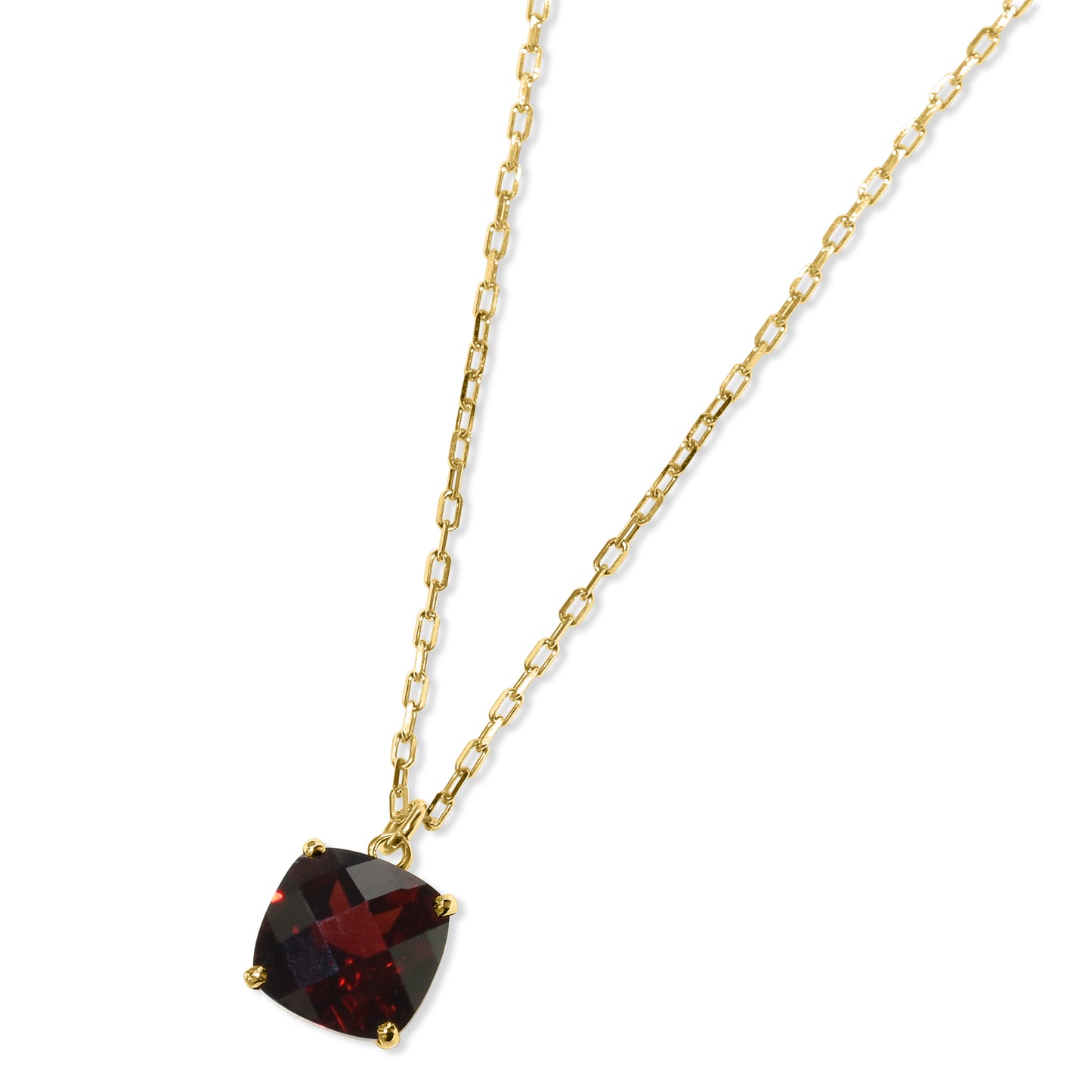 14k Garnet Cushion Pendant Necklace