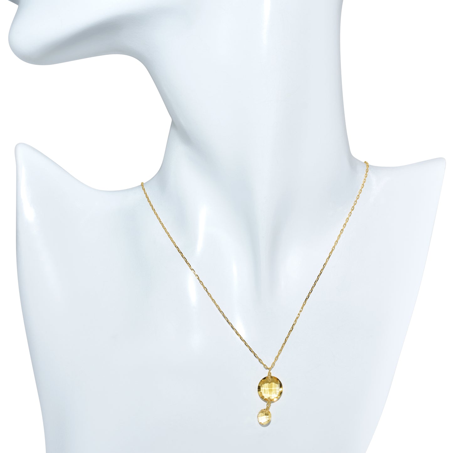 14k Citrine Coin Pendant Necklace