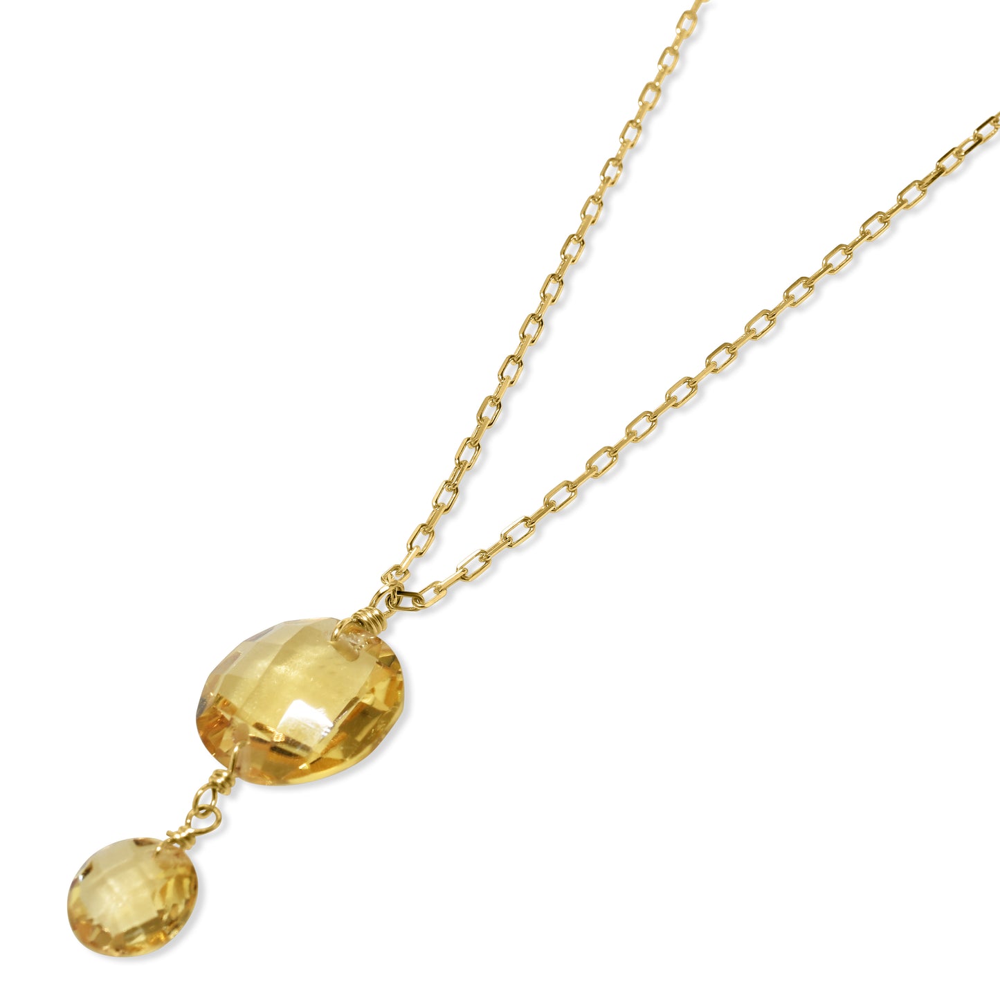 14k Citrine Coin Pendant Necklace