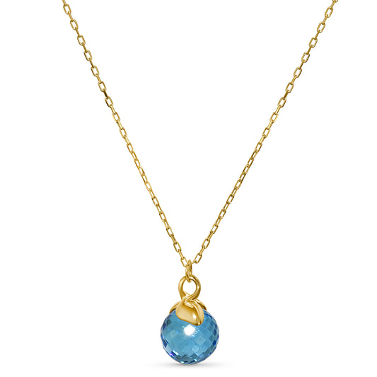 14k Swiss Blue Topaz Pendant Necklace